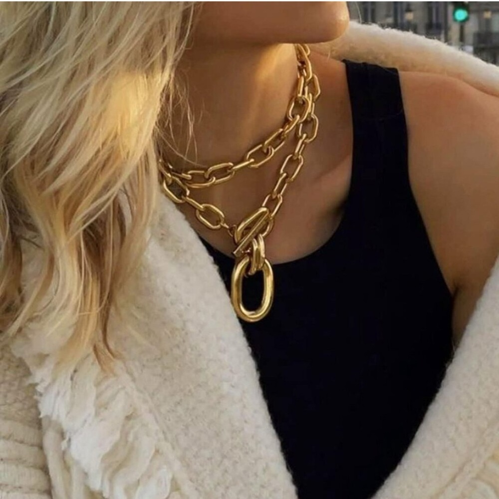 Elegant Gold Chain Layered Necklace